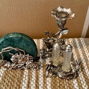 Elegant Silver and Green Home Accent Set